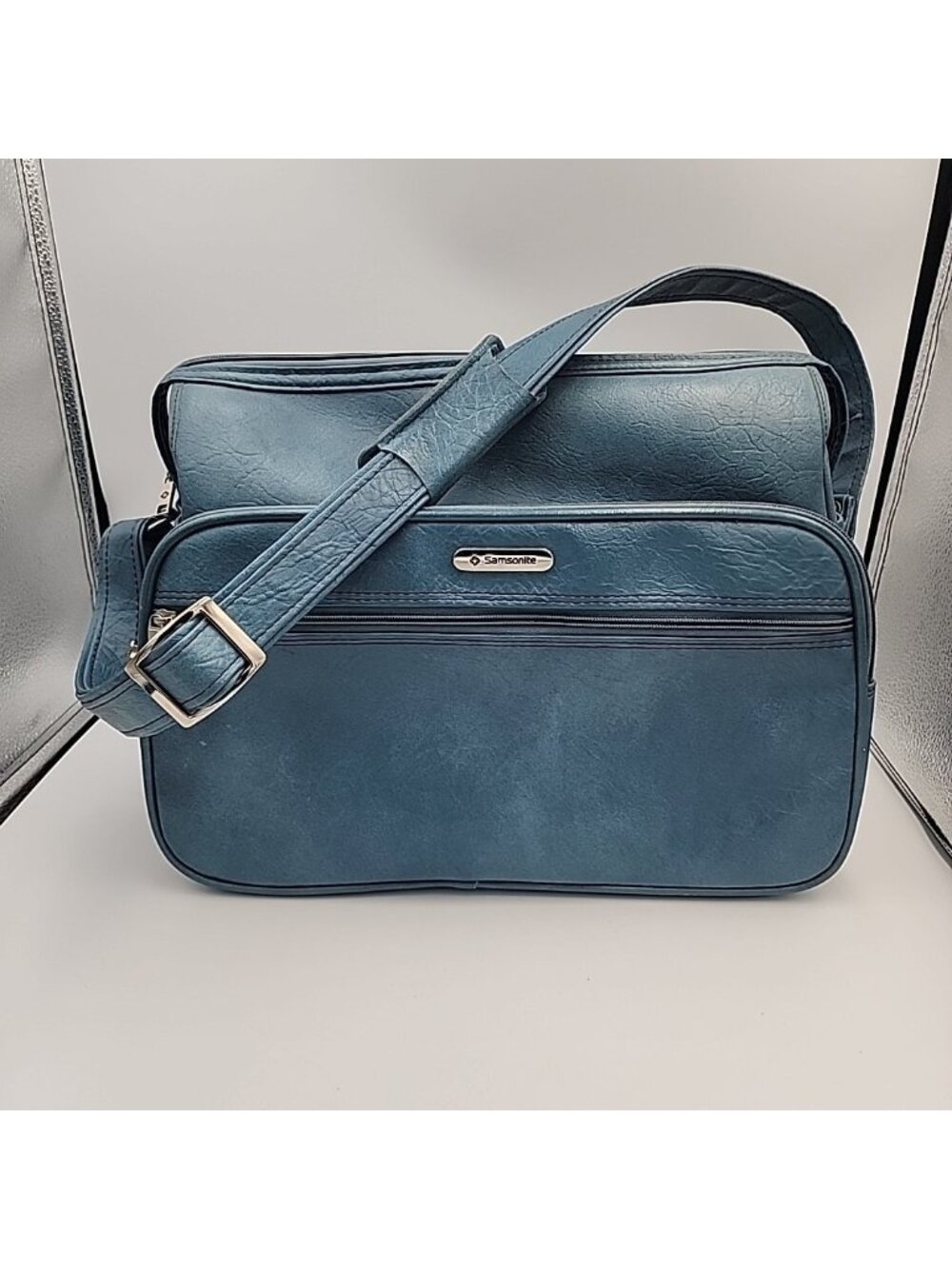Samsonite Silhouette ii Vintage Carry On Bag Luggage 1950s Blue USA
